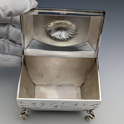 1913 年英國古董純銀茶葉盒 Walker 和 Hall